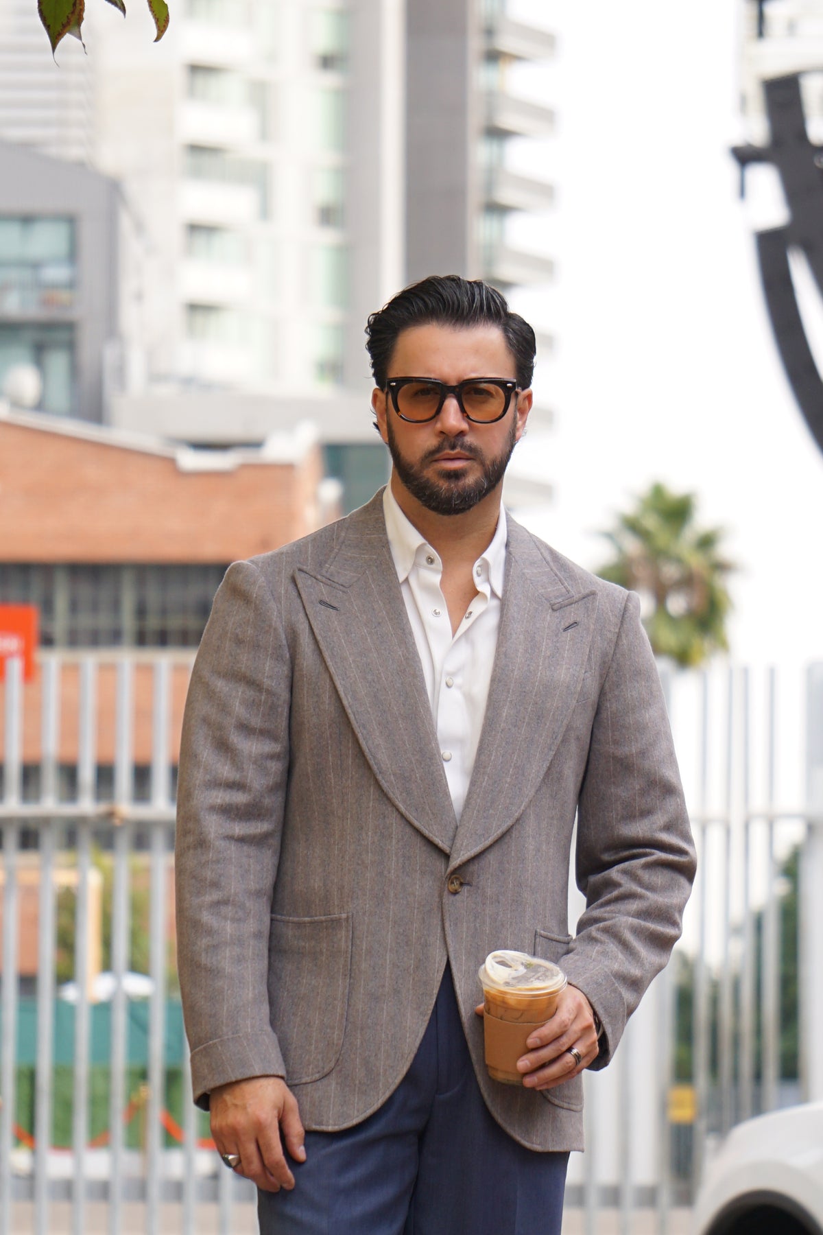 WOOL- CASHMERE PEAK LAPEL JACKET