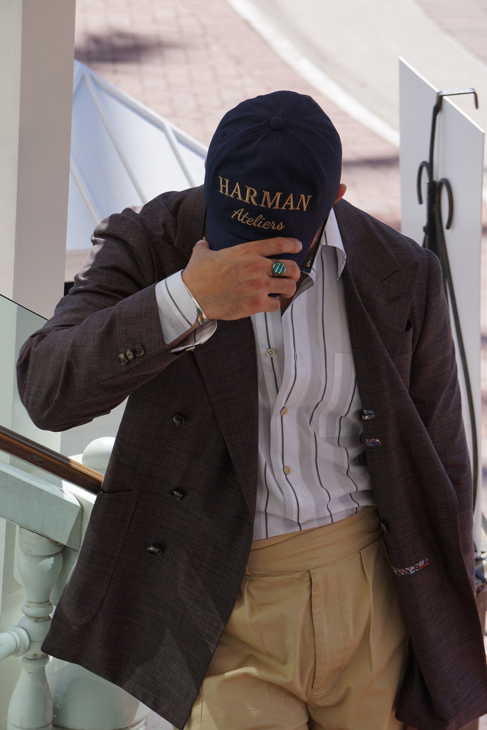 Made-to-Measure Brown Bamboo Silk Linen Double-Breasted Sport Jacket
