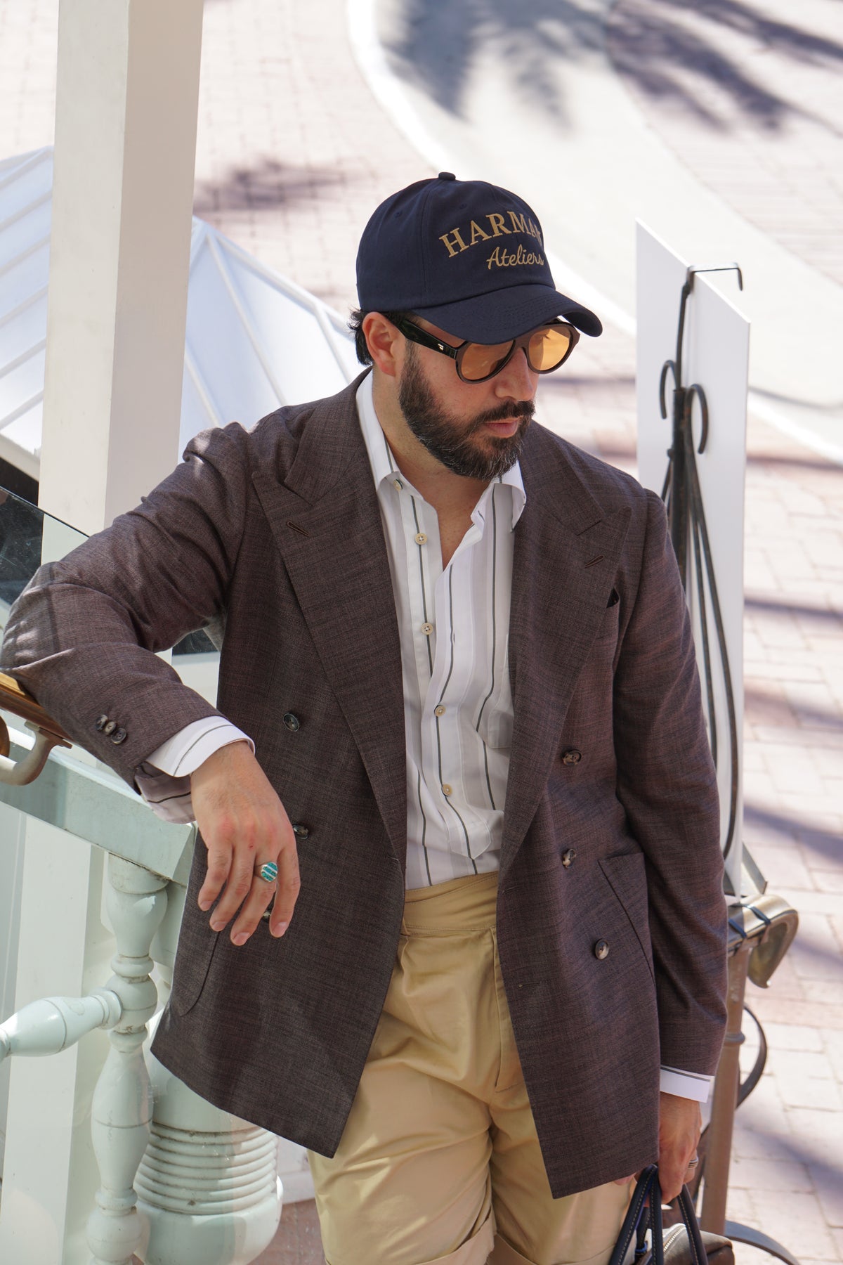 Made-to-Measure Brown Bamboo Silk Linen Double-Breasted Sport Jacket