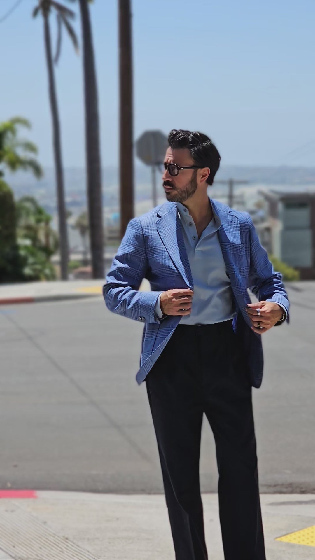 Made-to-Measure Blue Glen Check Wool-Silk-Linen Unconstructed Jacket