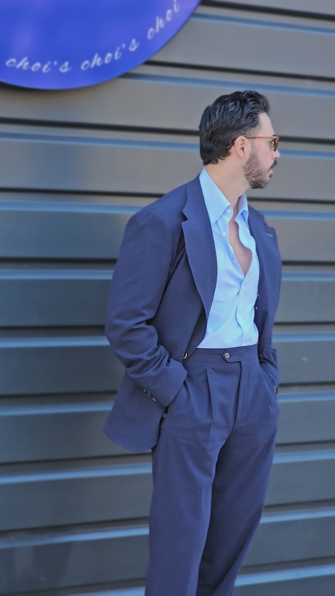 Made-to-Measure Navy Seersucker Sport Jacket