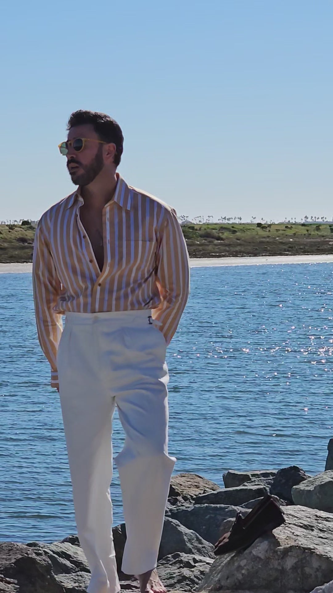 Made-to-Measure White Cotton Denim Trousers