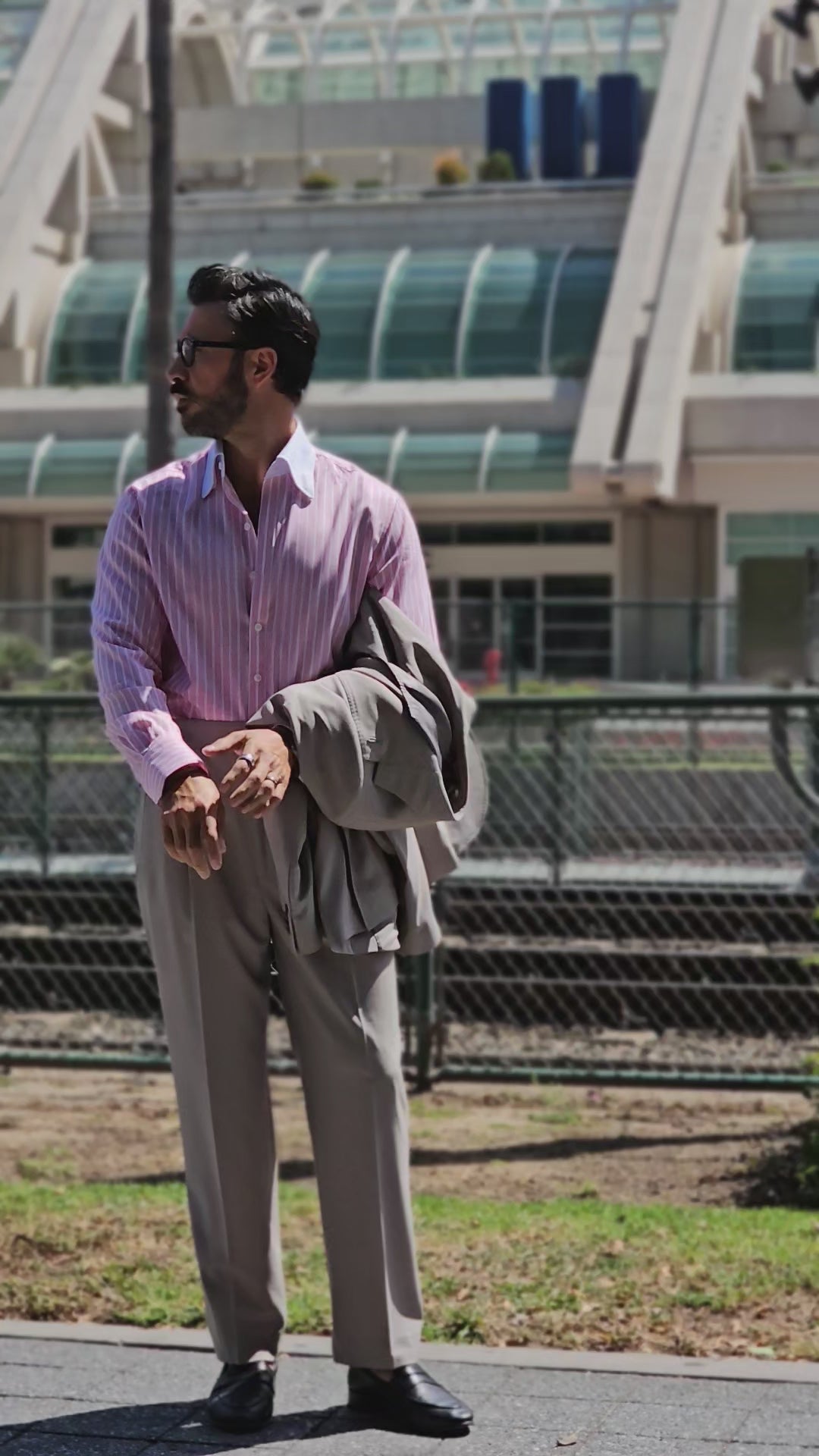 Made-to-Measure Taupe Tropical Wool Trousers