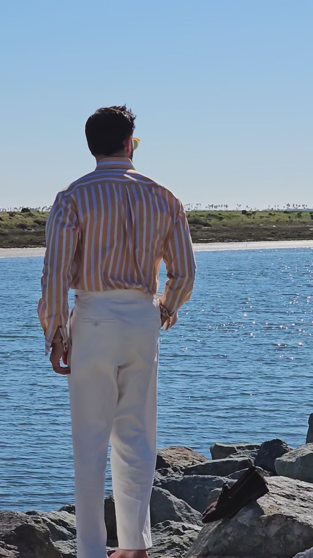 Made-to-Measure Yellow Striped Popover Shirt